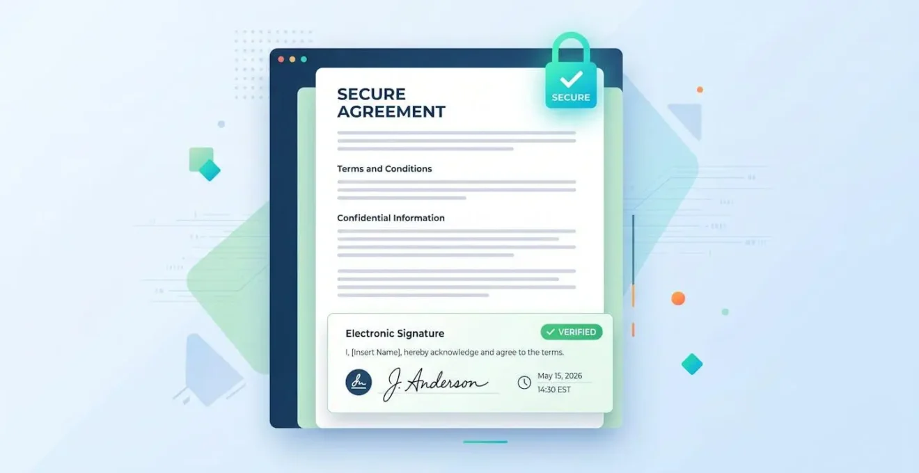 Document numérique avec symbole de cadenas et signature électronique sur interface moderne sécurisée